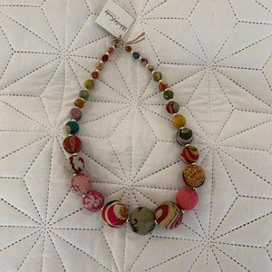 Fabric Beaded Statement Necklace